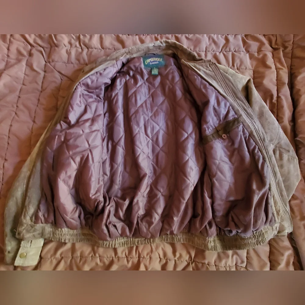 Vintage Cambridge Classics Men's Brown Leather Bomber Jacket 1990's Size M/L.